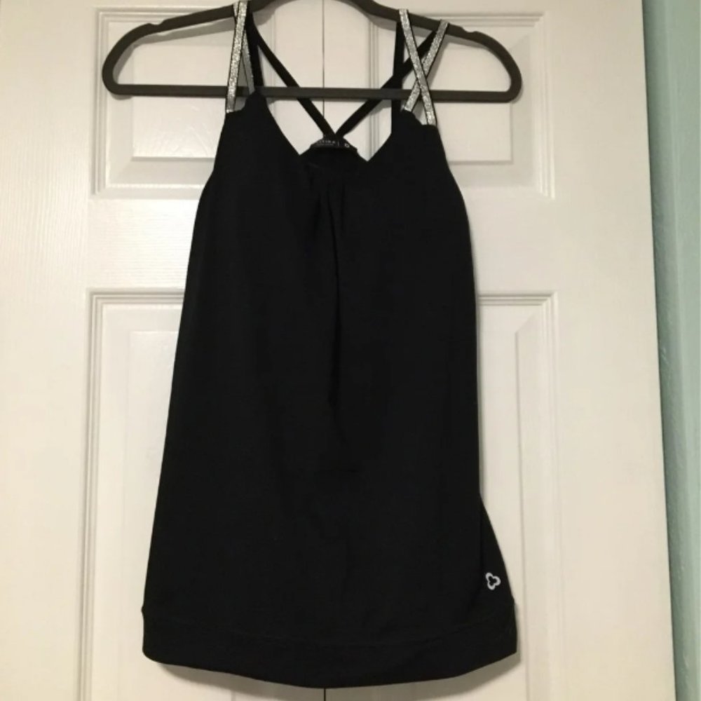 🔥3/$30 Titika Activewear Tank top black Yoga strappy Size 0 XS/S